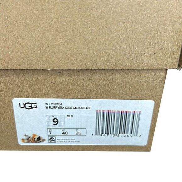 UGG - Women’s "Fluff Yeah" Shearling Slipper Cali Collage Olive - Size 9, Grey - Picture 11 of 11